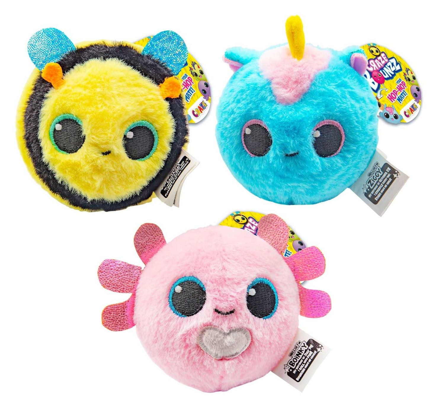 Craze BOUNZZ Trio Set van 3 zachte springpluche knuffeldieren