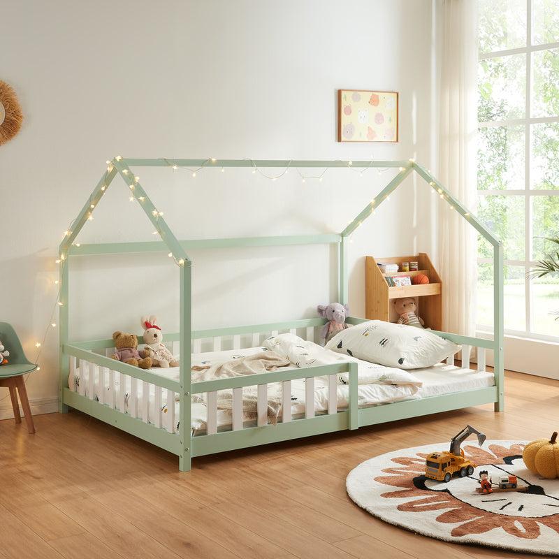 Kinderbett - Einzelbett - Etagenbett - Bettgestell - Absturzsicherung - Kiefernholz - Lattenrost
