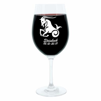Leonardo Weinglas 400 ml, Motivglas, Sternzeichen Steinbock, Geschenk, Stimmungsglas mit Gravur, Moodglas, 22 cm
