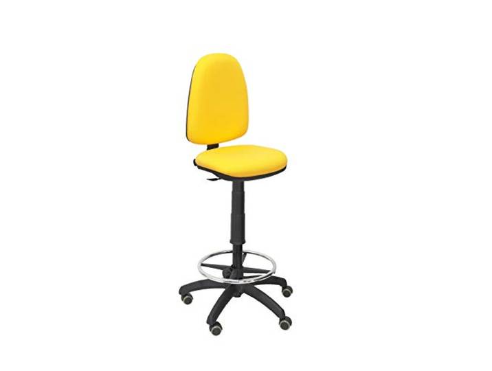 Piqueras y Crespo T04CP – ergonomischer Hocker, höhenverstellbar, Ring zum Abstützen der Füße, Rollen gelb