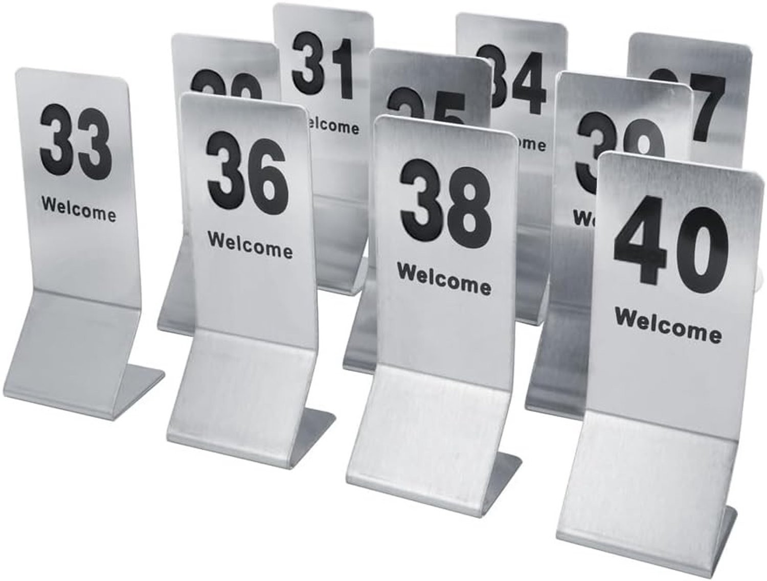 Set van 10 dubbelzijdige RVS tafelnummers voor restaurants, bruiloften en evenementen (31-40)