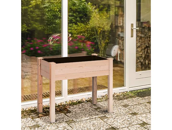Outsunny Jardinière Surélevée Bois 86x46x76cm avec Drainage