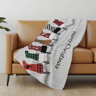 Addison Rugs Premium Machine Washable ASB216 Merry Christmas Stockings Sherpa Throw Blanket