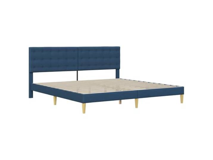 SKTQYQO Doppelbett Stoff blau 180 x 200 cm Gepolstertes Kopfteil, robustes Sperrholz, Beine verjüngt, leicht zu reinigen