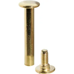 100 Buchschrauben, Messing Hülse glatt, Schraube geschlitzt | 55 mm, Metall, gold