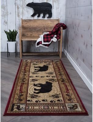 Alise Rugs Natural Lodge Transitional Graphic Indoor Area Rug