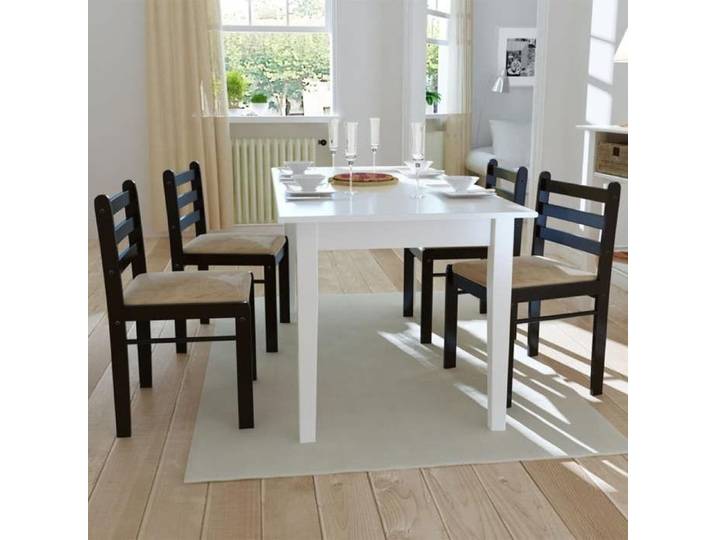 {January Sale}Set 4 de chaises à manger - Capacité 110 kg Chaises 4 personnes marron hévéa solide et velours 44x45x81cm 8_7238881