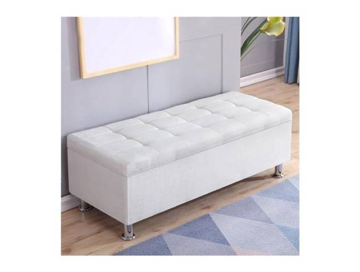 Zf9tBw5sH Bettbank Rechteckiger Sofahocker, Schuhputzhocker, Nachttischhocker, multifunktionale Aufbewahrung Sitzbank(Weiß,30 * 30 * 35cm)