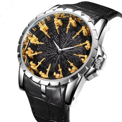 Inspired Finds UTHAI CQ312 Medieval Knight Quartz Watch For Men rose Gold Blue