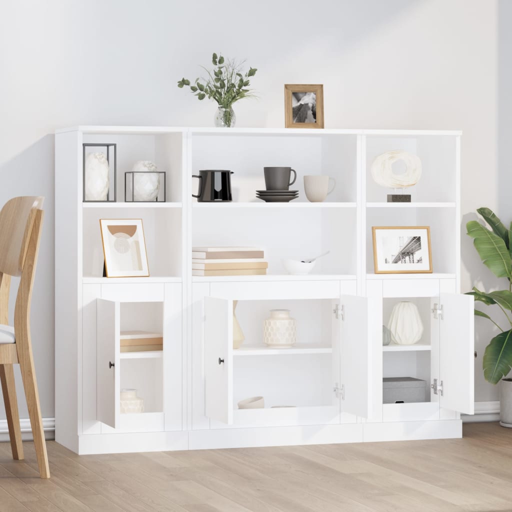 vidaXL Buffets 3 pcs blanc bois d'ingénierie