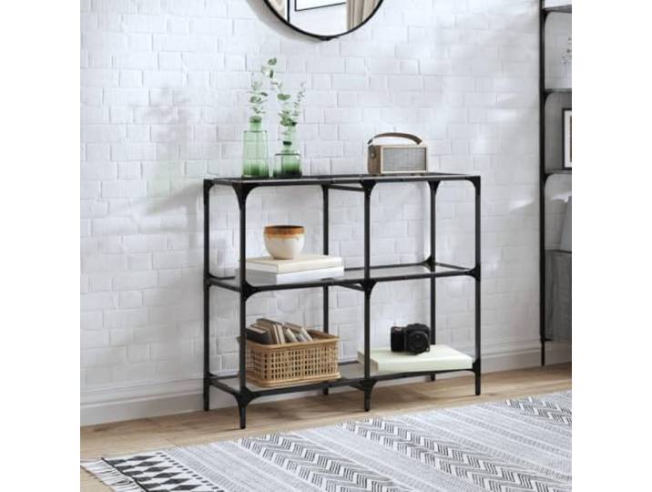 smnyxs Konsolentisch, Glas, transparent, 98 x 30 x 81 cm, Edelstahl Modernes Design, Glasplatte, Rahmen aus Edelstahl, Wandbefestigung inklusive, einfache Pflege, Verwendung im Flur oder