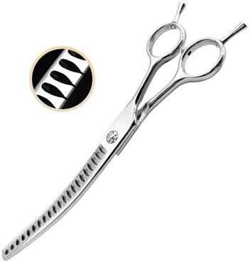 Inspired Living "Professional Pet Grooming Scissors For Dogs & Cats 7"" Curved Chunking Shears 7curved Thinning45"