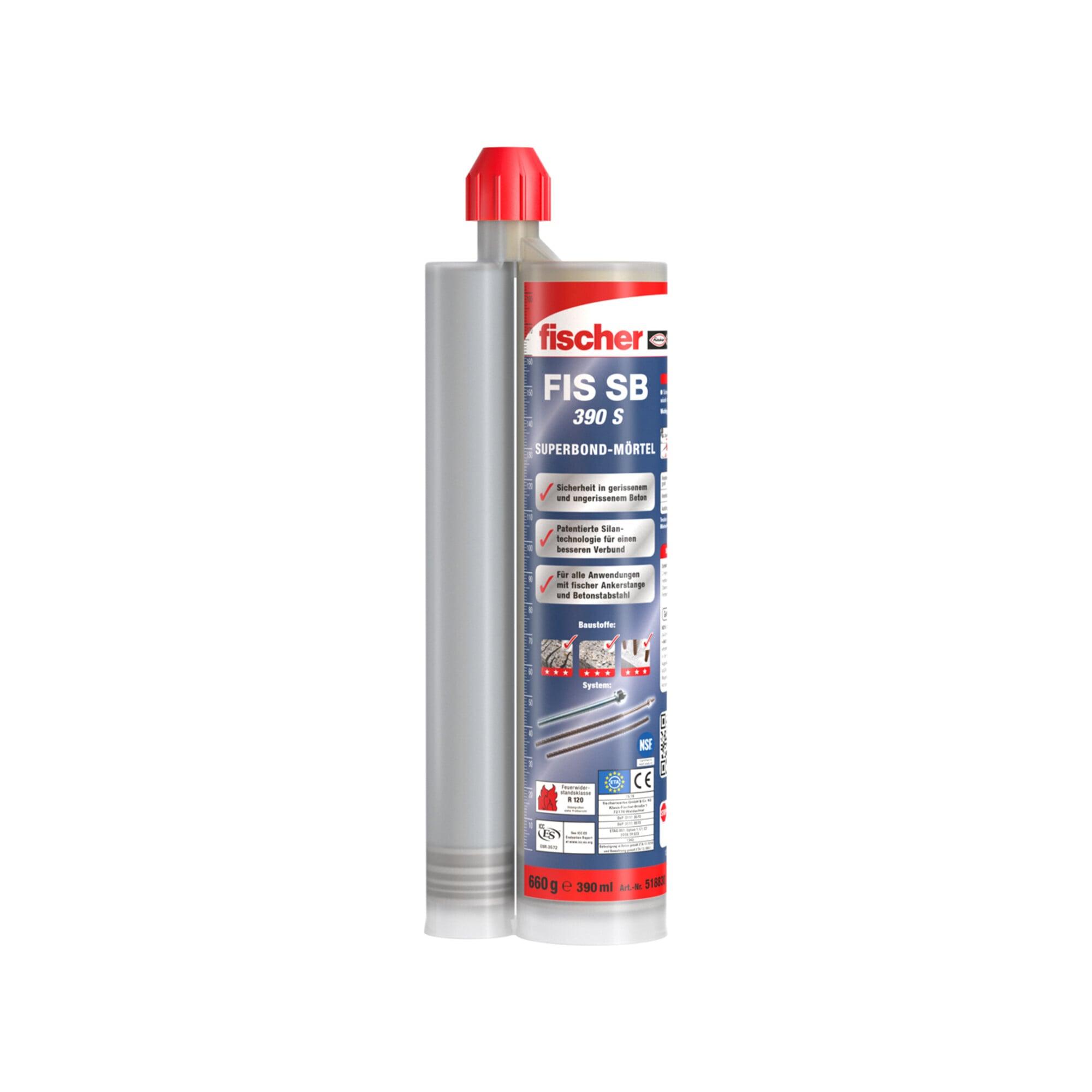 Fischer FIS SB 390 S S Superbond-Mörtel | für gerissenen Beton und Mauerwerk | Mit styrolfreier Hybridharztechnologie | Kartusche mit 390 ml Inhalt | 518830)