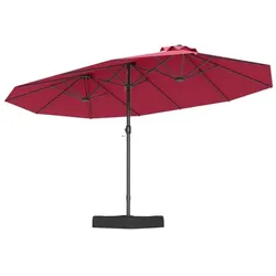 COSTWAY runder Sonnenschirm UPF 50+ mit Ständer 443x263 cm, Kurbel, Garten, Terrasse, Markt, XXL rot.