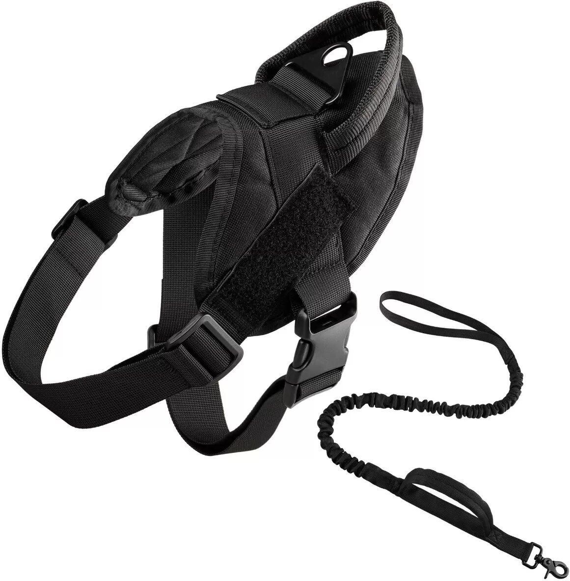 INF Multifunktionales Taktisches Hunde-Geschirr Set L (20-34 kg) – Robust, Zugfrei, Atmungsaktiv mit Griff Schwarz