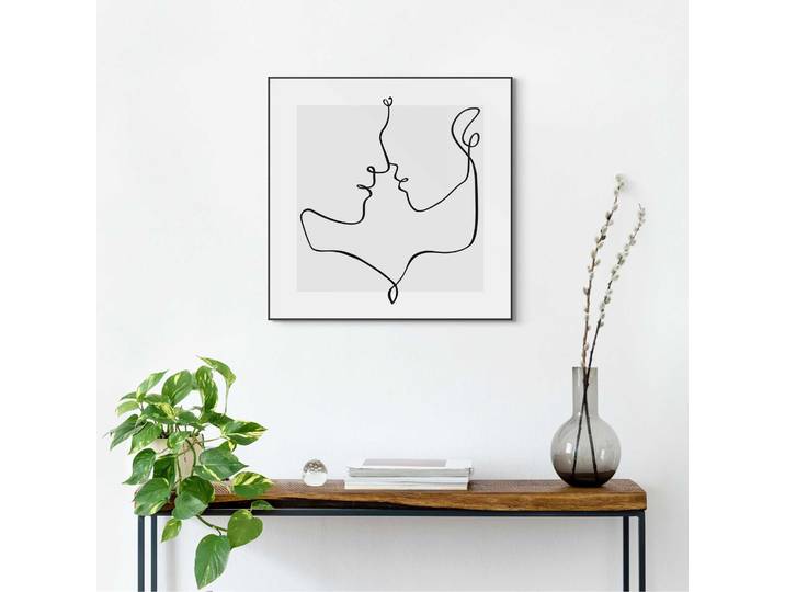 Bild mit Rahmen REINDERS Love Lines , schwarz (farbe bild(er): schwarz), B:50cm H:50cm T:1,6cm, Holzwerkstoff, Bilder, Bild mit Rahmen