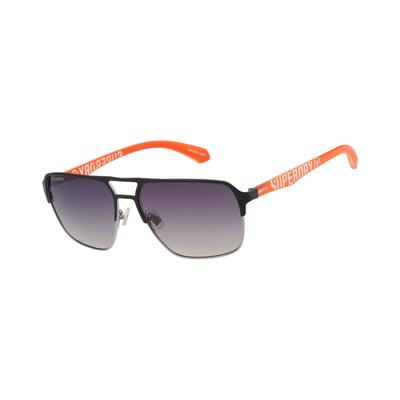 Sonnenbrille SUPERDRY "Modell 995064", Herren, schwarz (schwarz, orange), matt, Sonnenbrillen Sonnenbrille, Form Pilot, Logoschriftzug auf Bügel, Kombifassung