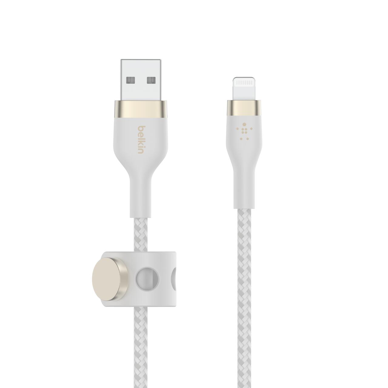 Belkin BoostCharge Pro Flex USB-A Kabel mit Lightning Connector (1 m, weiß) CAA010BT1MWH