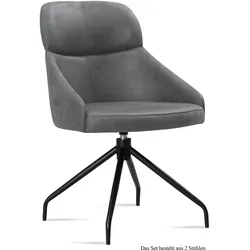 ESSZIMMERSTUHL drehbar (2er-Set) Dorian 52x82x63 Schwarz/Grau