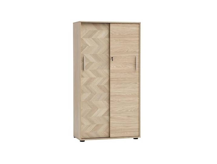 Schildmeyer Aktenschrank Arezzo 702099, abschließbar, Eiche hell Dekor/Fischgräten Dekor, 80 x 38,2 x 150 cm