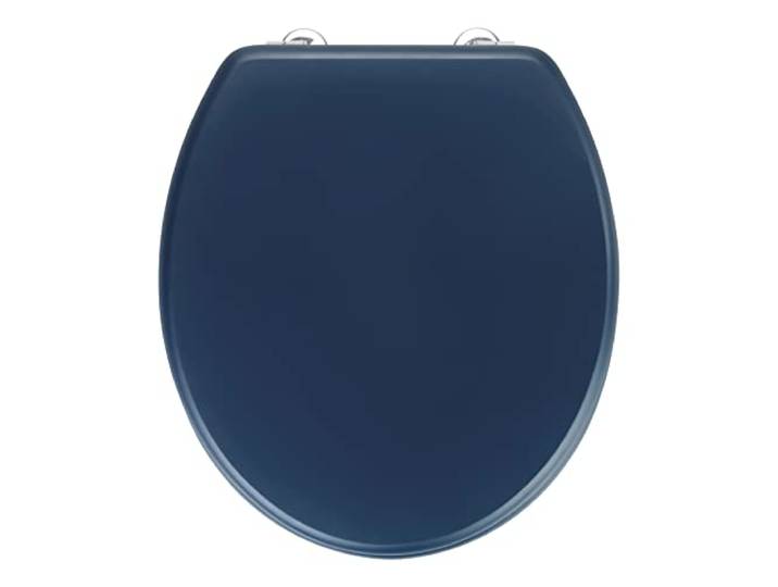 WENKO WC-Sitz Mod. Prima hochwertiger Toilettensitz im Retro-Style mit Wandpuffer und Edelstahlbefestigung dunkelblau matt spülkastengeeignet 37 x 41 cm