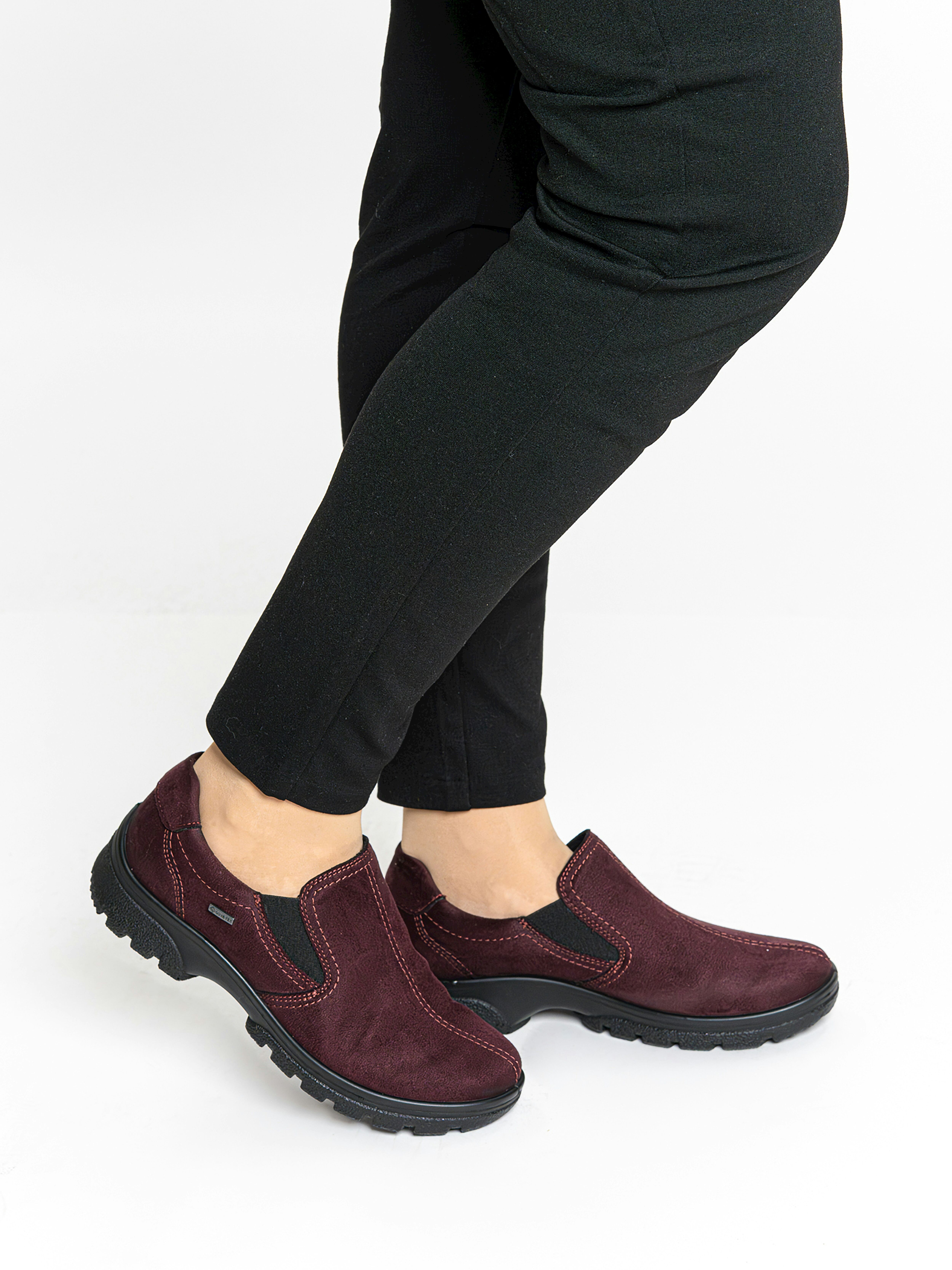 Slipper ARA "SAAS FEE", Damen, Gr. 8,5 (42,5), atmungsaktiv, rot (dunkelrot), Textil, unifarben, Schuhe Slipper, Freizeitschuh, Trekkingschuh mit Gore-Tex, G-Weite