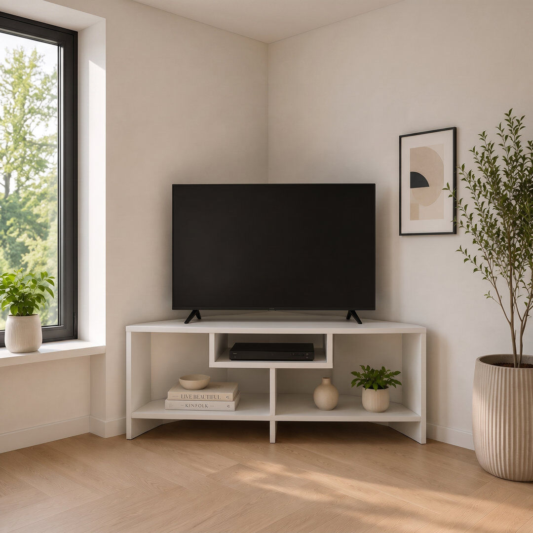 17 Stories Moheed Corner TV Stand for TVs up to 50" White 50"