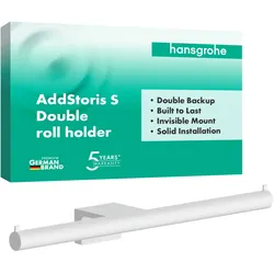 hansgrohe AddStoris S Toilettenpapierhalter doppelt, 41768700, Farbe: Mattweiß