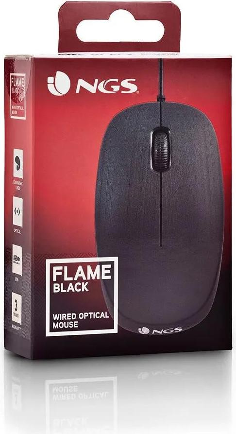 NGS FLAME Optische muis, 1000 dpi, zwart