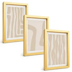 BILDER SET 3er Set - 20x30 cm Goldrahmen - Abstrakte Boho-Muster
