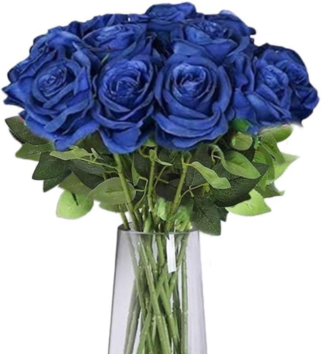 12 stuks Kunstrozen Donkerblauw - Levensechte Nepbloemen voor Decoratie