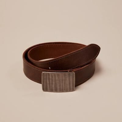 Lucky Brand Textured Plaque Belt - Men's Accessories Belts in Dark Brown, Size 34
