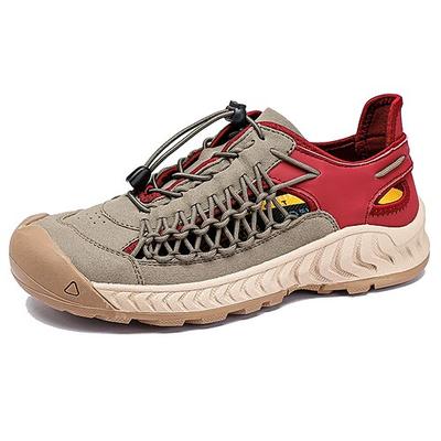 Herren-Sneaker rot und beige Sportschuhe mit strapazierfähigem Schnürsystem und bequemer Passform zum Laufen, Wandern und Abenteuer
