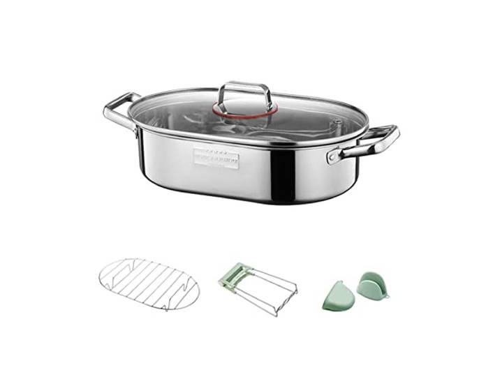 Multifunktionaler ovaler Fischtopf aus Edelstahl zum Dämpfen von Fisch, Suppentopf zum Kochen, Suppe, Fischtopf zum Kochen, Edelstahl
