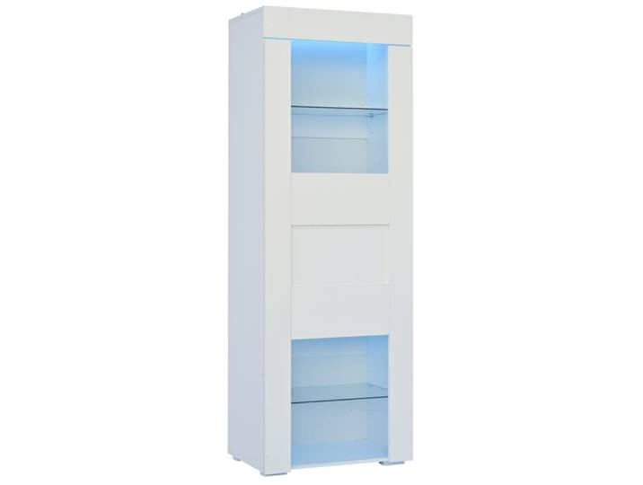Vitrine blanche avec led en panneau de fibres de moyenne densité