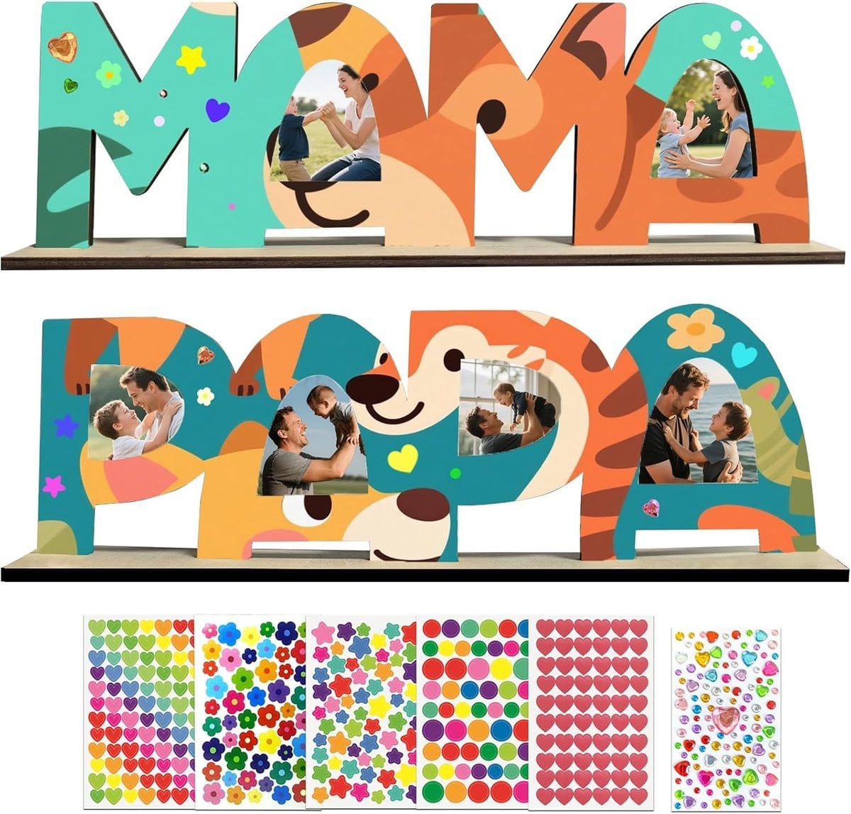 Houten Letters Knutselset met Fotolijst en Stickers voor Creatief Schilderen - Cadeau voor Vader
