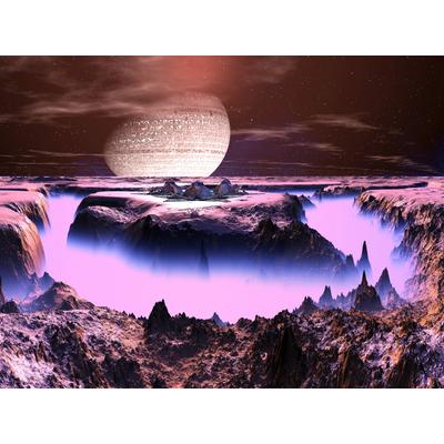 Fototapete PAPERMOON "PLANETEN-FUTURISTISCH WELTRAUM MOND GALAXIE UNIVERSUM", bunt, B:5m L:2,8m, Vlies, Tapeten
