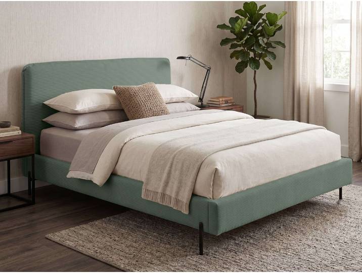 Polsterbett HOME AFFAIRE LAVOISIER Bettgestell mit Lattenrost, Breite 140/160/180/200 cm, Cord , grün, B:186cm H:94cm L:211cm, 92% Polyester, 8% Polyamide, Betten, Polsterbett, Rahmenbett mit Kopfteil, ohne Matratze und Topper