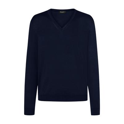 Strickpullover MAERZ MUENCHEN "Maerz Muenchen 490400 Strickpullover Herren Bekleidung", Herren, Gr. 50, dunkelblau, 100% Wolle, V-Ausschnitt, Pullover Strickpullover