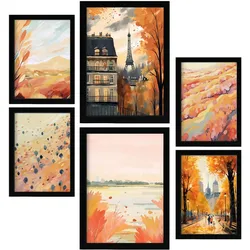 POSTER Set Mit 6 Pariser Außenbezüge In Damenplakat A3 & A4 Schwarzer Rahmen