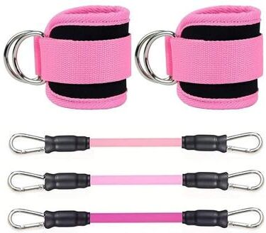 Uplifted Goods Ankle Straps Resistance Bands Set For Fitness And Workout Training 5pcs All Pink Set