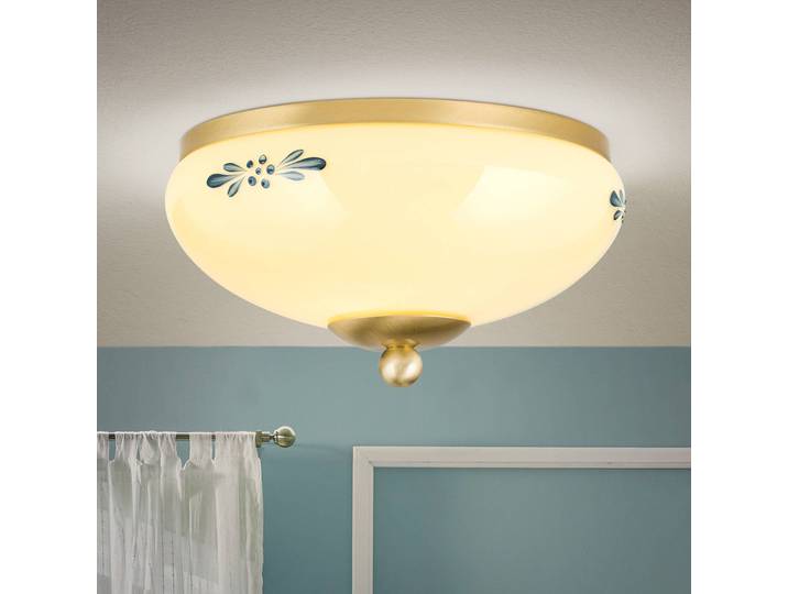 ORION Deckenleuchte Landhaus, dimmbar, creme / amber, für Wohn- / Esszimmer, Glas, Landhaus / Rustikal