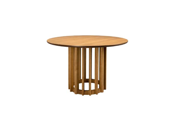 Massiver, runder Design Esstisch „Barlet“ Ø 120 cm Eiche Natural Dutchbone