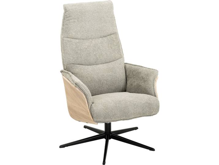 Komfortabler Relaxsessel Kiano Stoff, Holz, Metall Grün, Natur, Schwarz B 71 cm T 85 cm H 106 cm - Relaxsessel