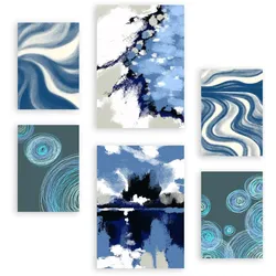 POSTER Set Mit 6 Blau Alte Koffer A3 & A4 Rahmenlos