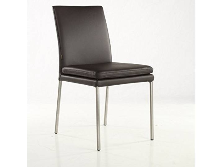 SIX Lederstuhl Ricco Stühle Echtleder Braun Leder-Stuhl Lederstühle Edelstahl