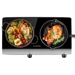 Cookbuddy Doppel-Kochfeld 2400W 5 Leistungsstufen Glaskeramik Silber