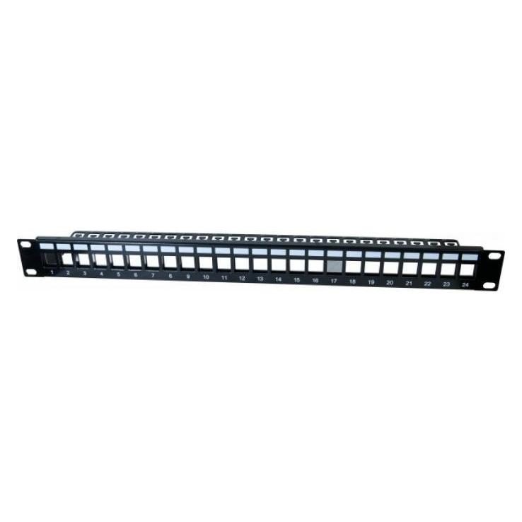 Tecline Modulträger für 24 Keystone -Anschlussbuchsen, 48,30cm (19"), 1 HE, schwarz Zum Aufbau eines Patchfe (258156)