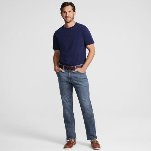 All-Day CoolMax Straight Fit Stretch-Jeans, Herren, size: regular, Blau, by Lands' End
