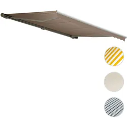 Elektrische Kassetten-Markise T122, Vollkassette Volant 4x3m ~ Polyester Sand